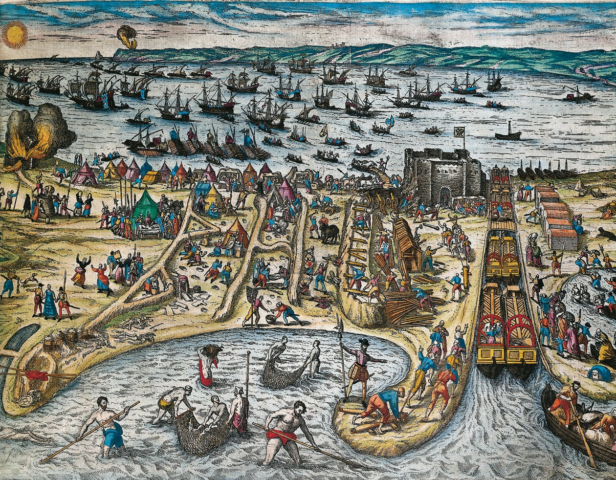 Charles V:n vangitseminen La Goulettesta ja Tunisista tekijältä Franz Hogenberg
