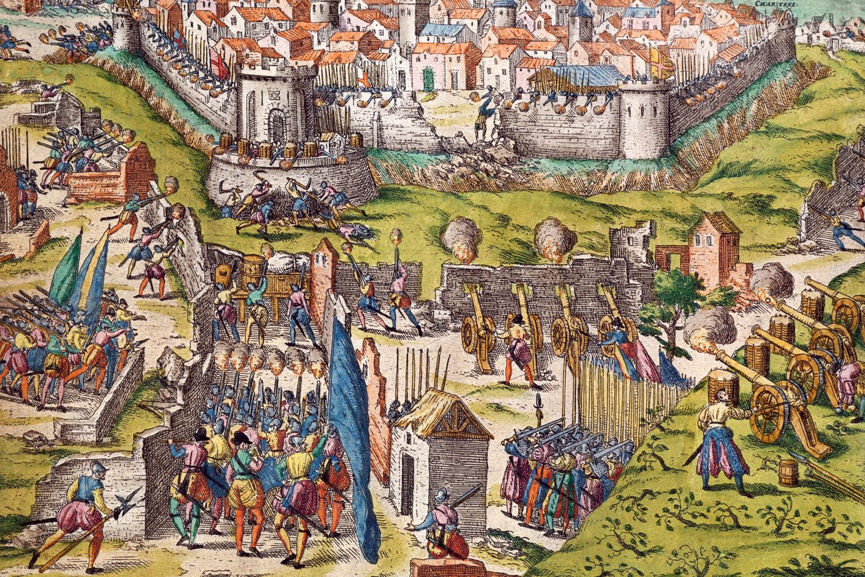 Conden armeija piirittämässä Chartresia, maaliskuu 1568, kaiverrus Franz Hogenberg (1535-1590), Ranska tekijältä Franz Hogenberg