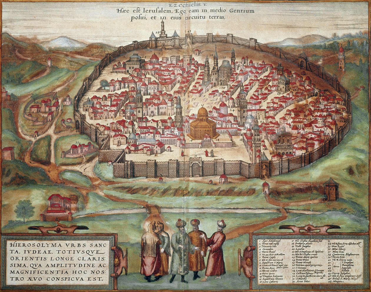 Jerusalemin kartta (kaiverrus tekijältä Franz Hogenberg