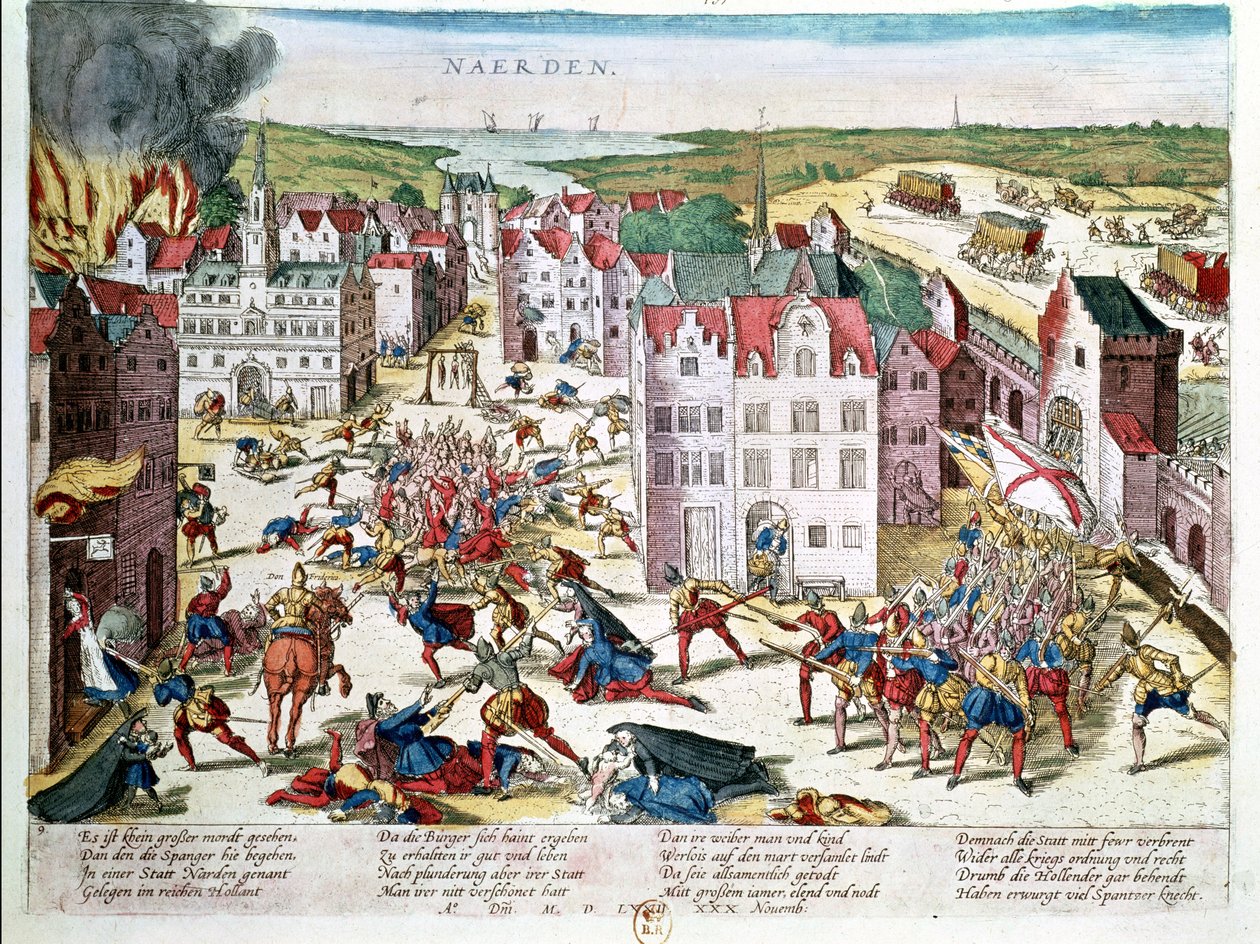 Verilöyly Flanderissa Alban herttuan Fernando Alvarez de Toledon (1508-82) hallituksen aikana, 30. marraskuuta 1572 tekijältä Franz Hogenberg