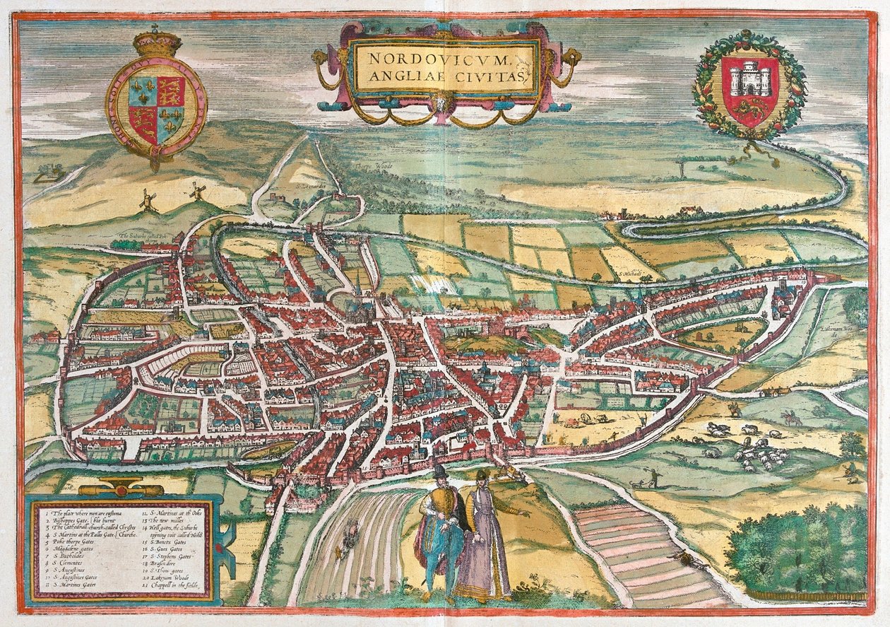 Norwich - Iso-Britannia (kaiverrus tekijältä Franz Hogenberg