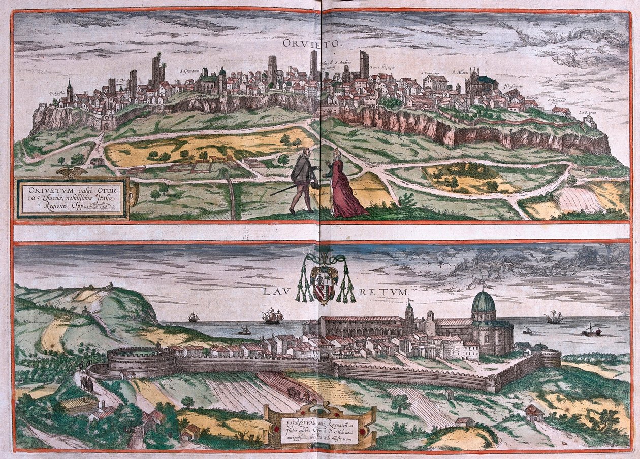 Orvieto ja Loreton pyhäkkö, Italia (kaiverrus tekijältä Franz Hogenberg