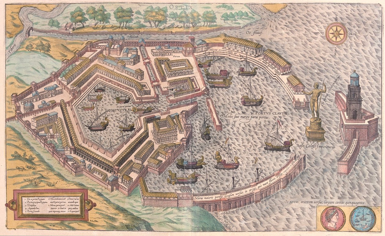 Ostia, Muinainen Rooma, Italia (kaiverrus tekijältä Franz Hogenberg