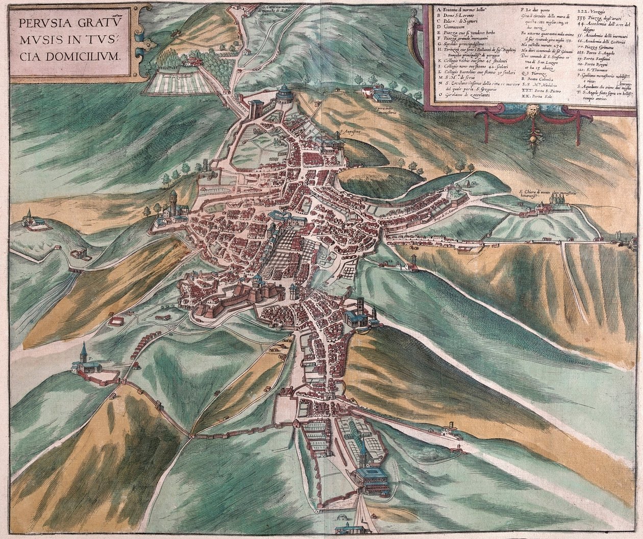 Perugia, Italia (kaiverrus tekijältä Franz Hogenberg
