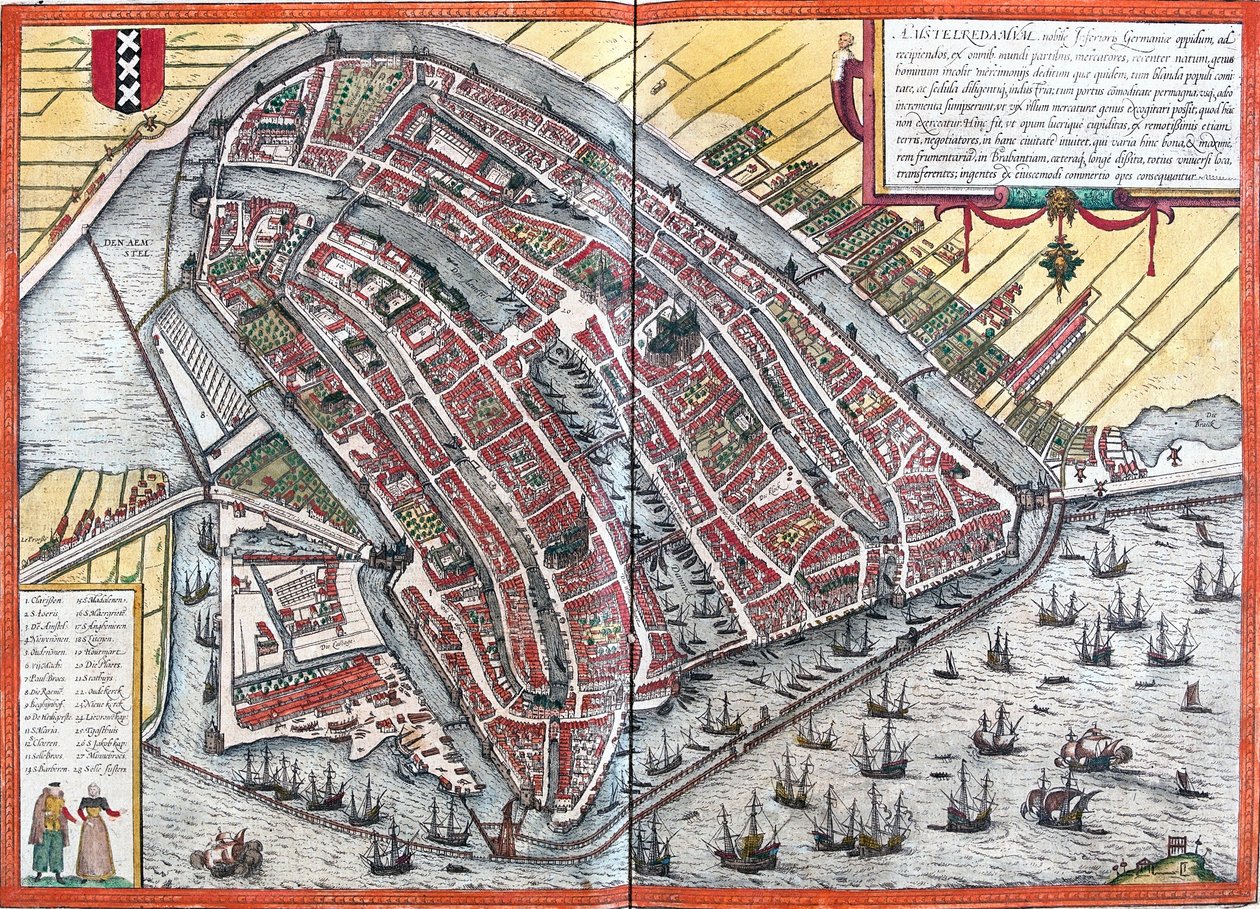 Amsterdamin suunnitelma (Amstelredamum), Alankomaat (etsaus tekijältä Franz Hogenberg