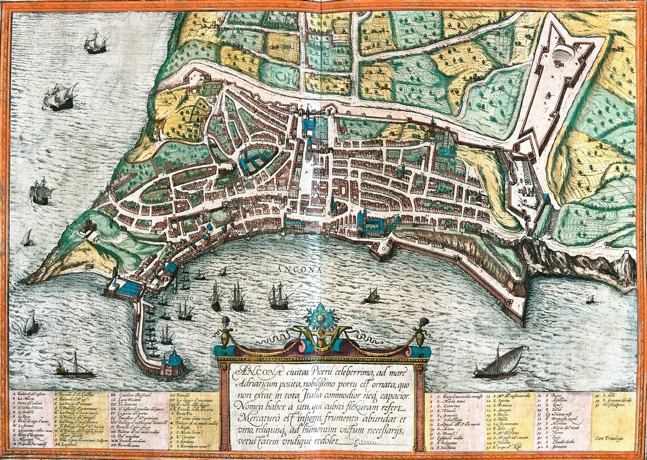 Anconan suunnitelma (Ancona), Italia (etsaus tekijältä Franz Hogenberg