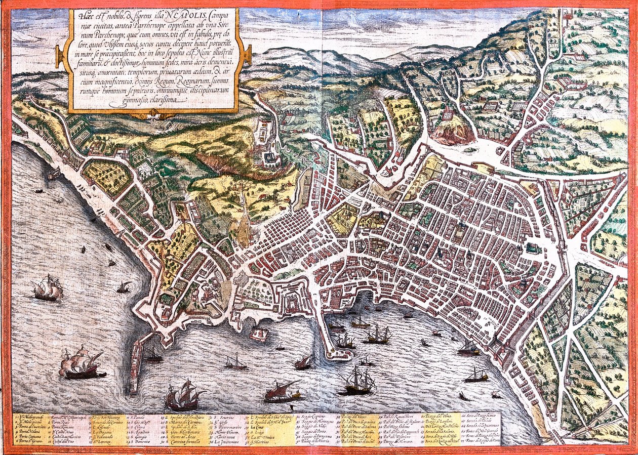 Napolin suunnitelma (Neapolis), Italia (etsaus tekijältä Franz Hogenberg