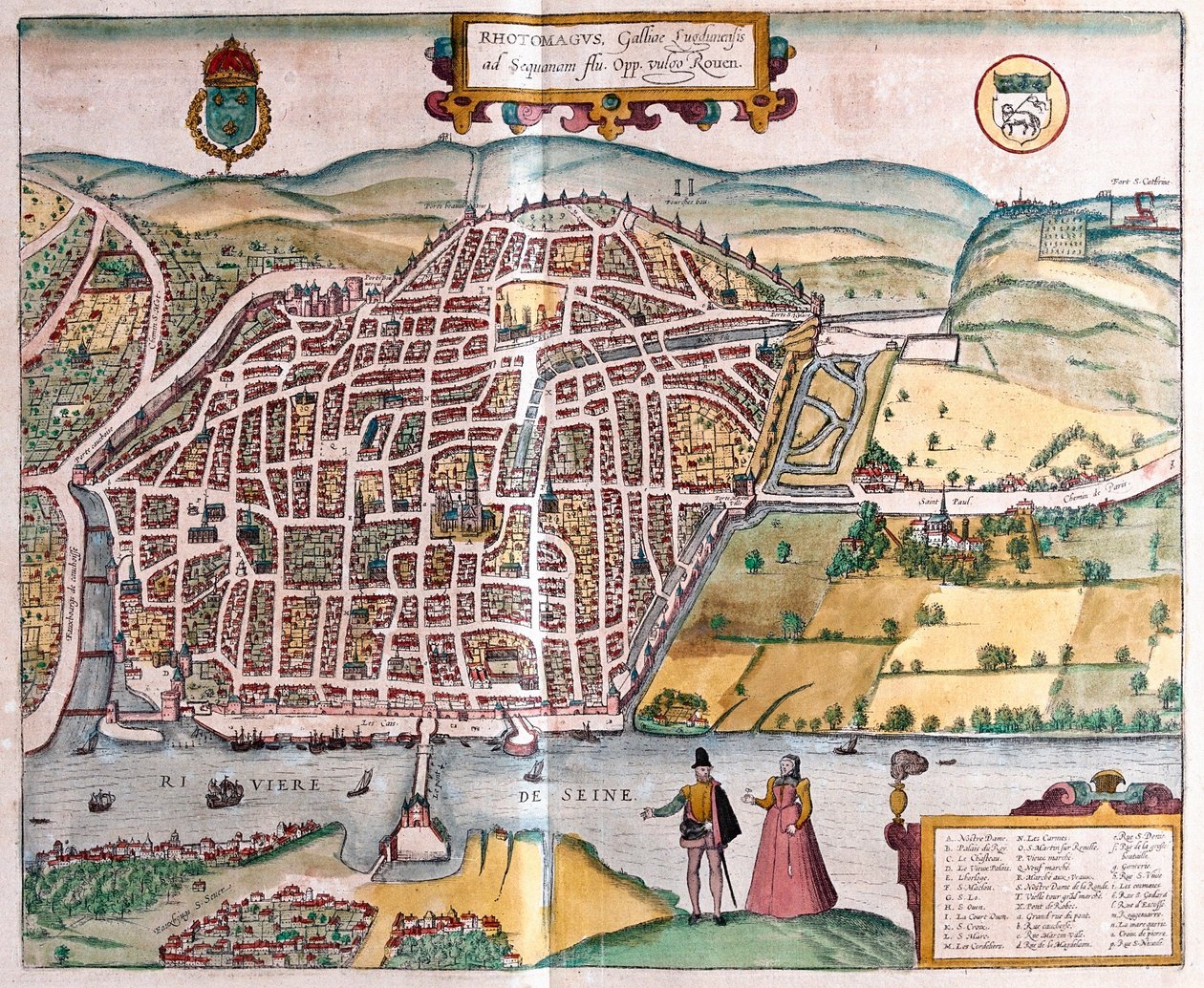Rouen - Ranska (kaiverrus tekijältä Franz Hogenberg
