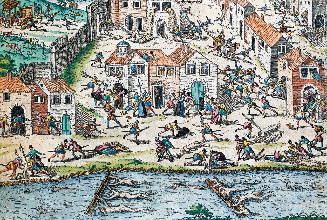 Kohtaus Ranskan uskonnollisista sodista, kaiverrus Franz Hogenberg (1535-1590), Ranska tekijältä Franz Hogenberg