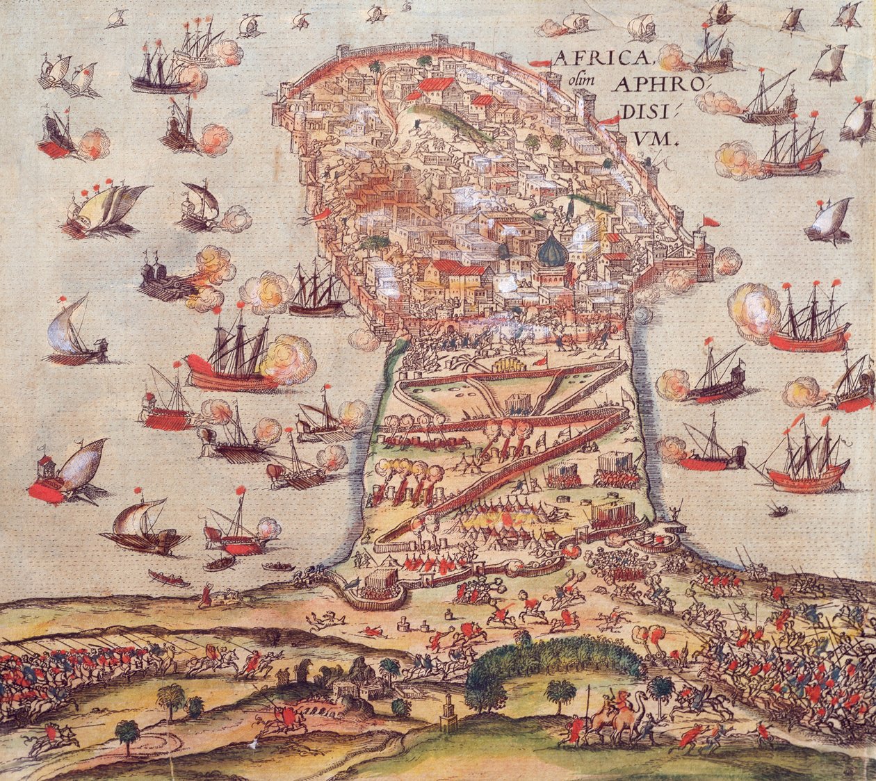 Ottomaanien korsaari Khayr al-Din Barbarossa Kaarle V:n armeijaa vastaan, Franz Hogenberg tekijältä Franz Hogenberg