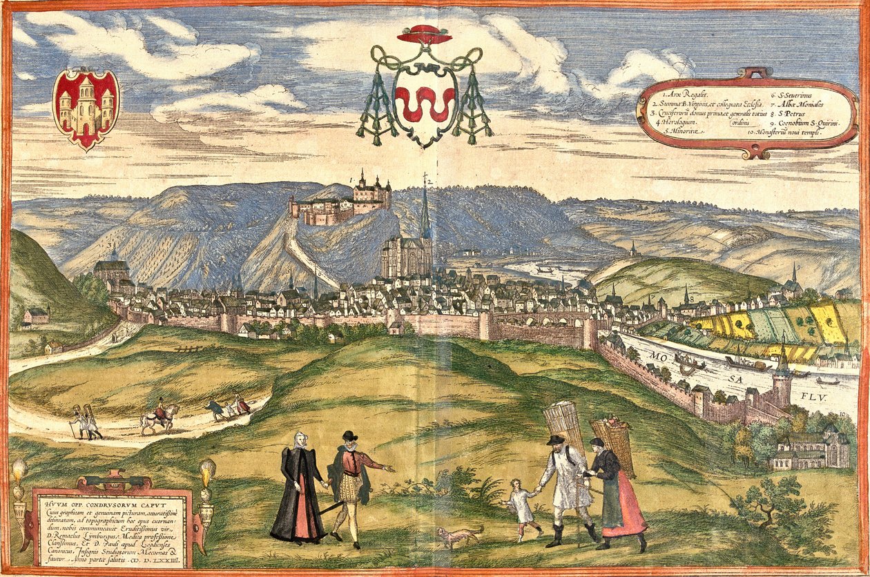 Näkymä Huysta (Huum), Belgia (etsaus tekijältä Franz Hogenberg
