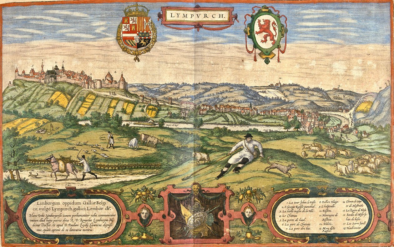 Näkymä Limburgista (Lympurch), Alankomaat (etsaus tekijältä Franz Hogenberg