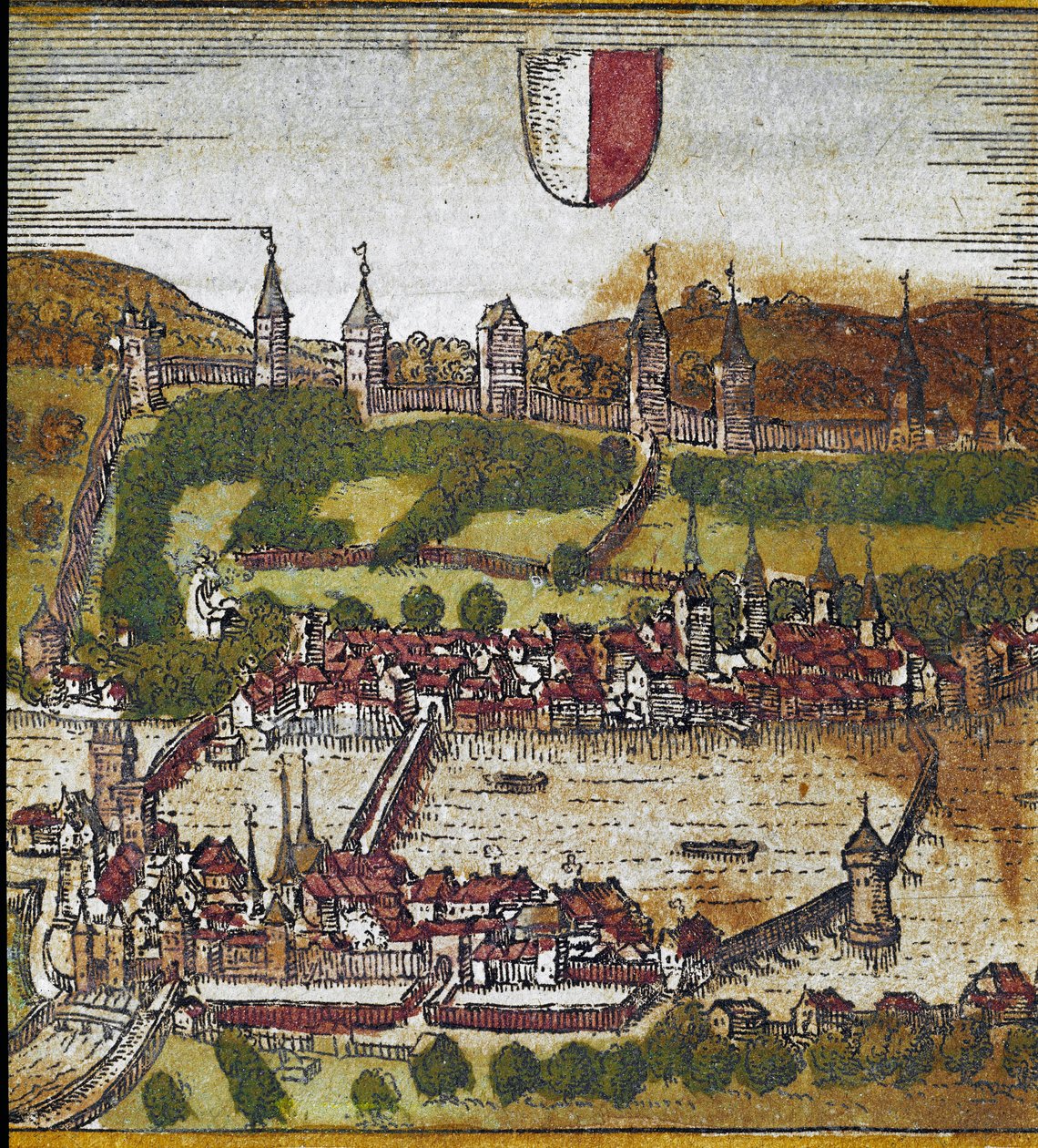 Näkymä Luzernista - Sveitsi (kaiverrus tekijältä Franz Hogenberg