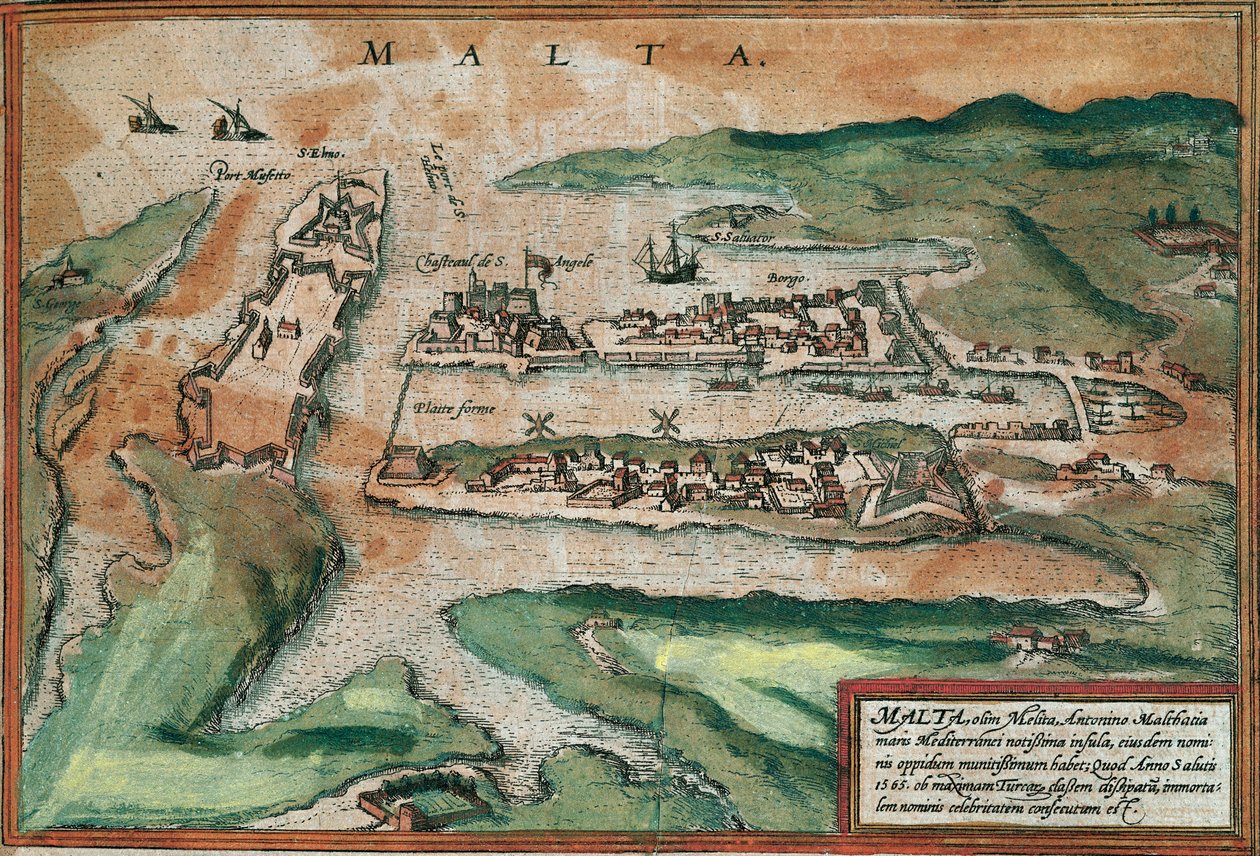 Näkymä Maltalle (kaiverrus tekijältä Franz Hogenberg