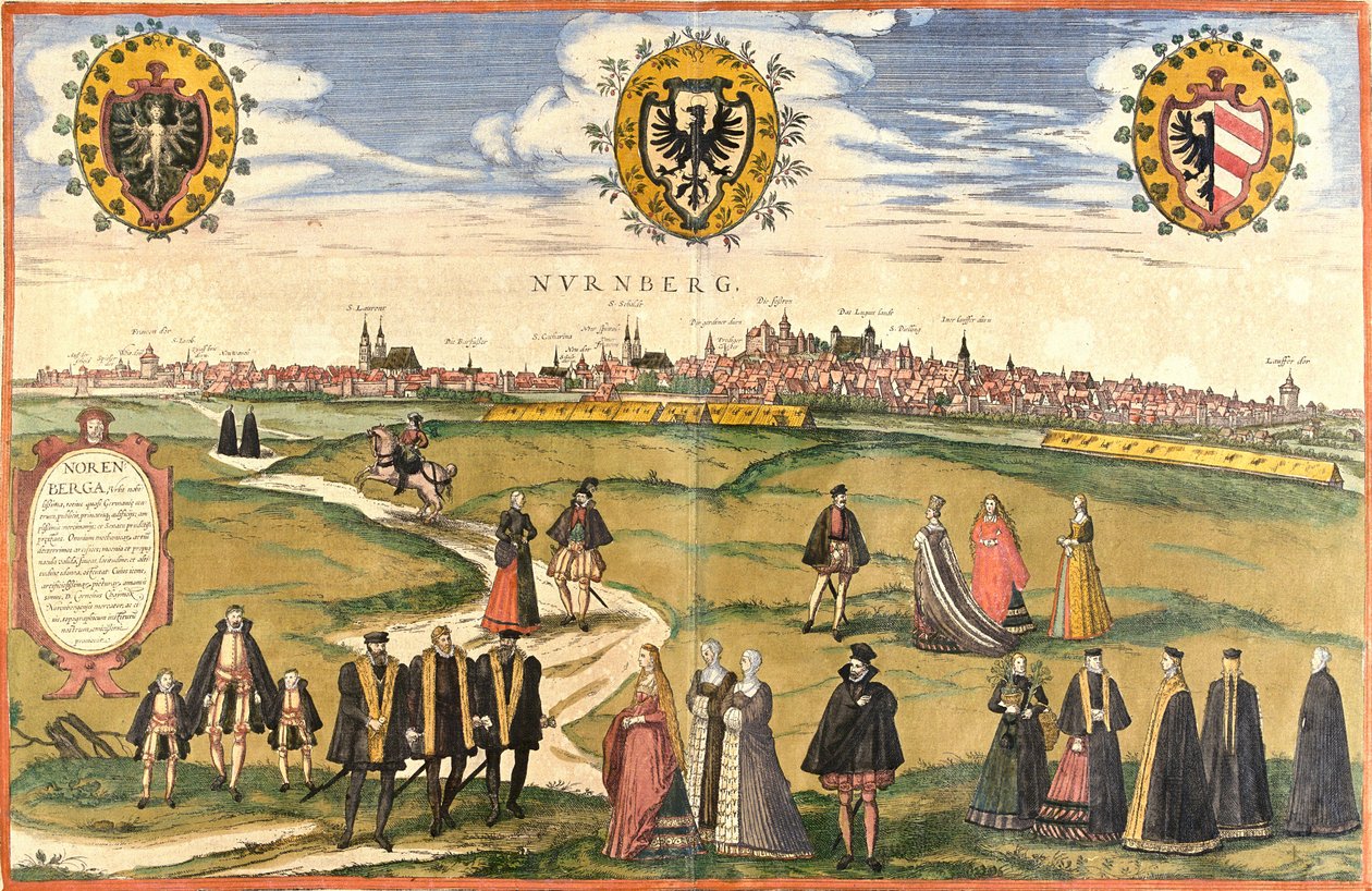 Näkymä Nürnbergistä (Nurnberg), Saksa (etsaus tekijältä Franz Hogenberg