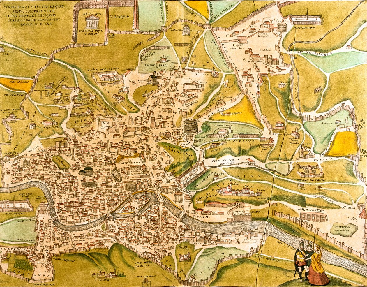 Näkymä Roomaan (Romae), Italia (etsaus tekijältä Franz Hogenberg
