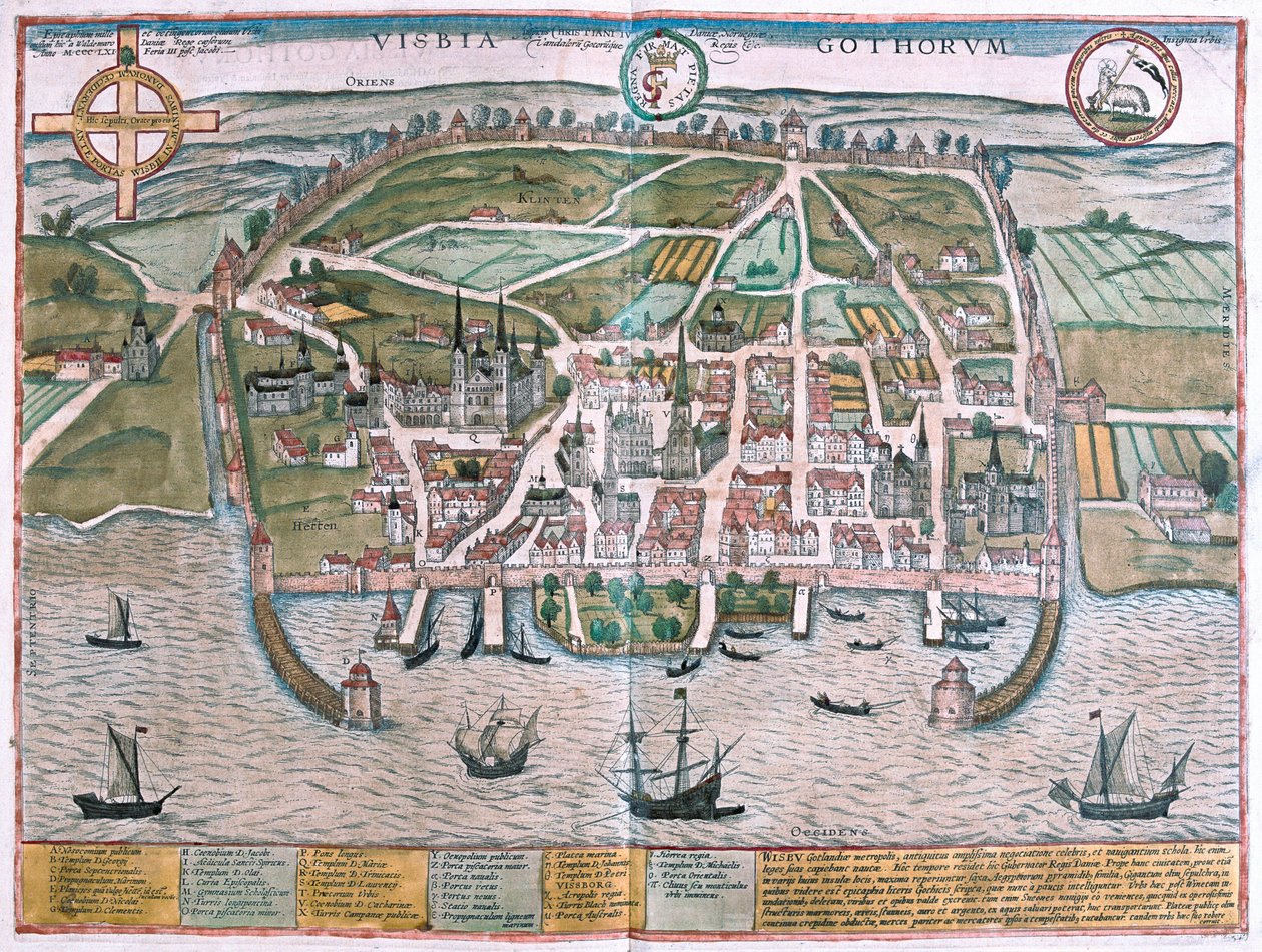 Visby, Gotlannin saari, Ruotsi (kaiverrus tekijältä Franz Hogenberg