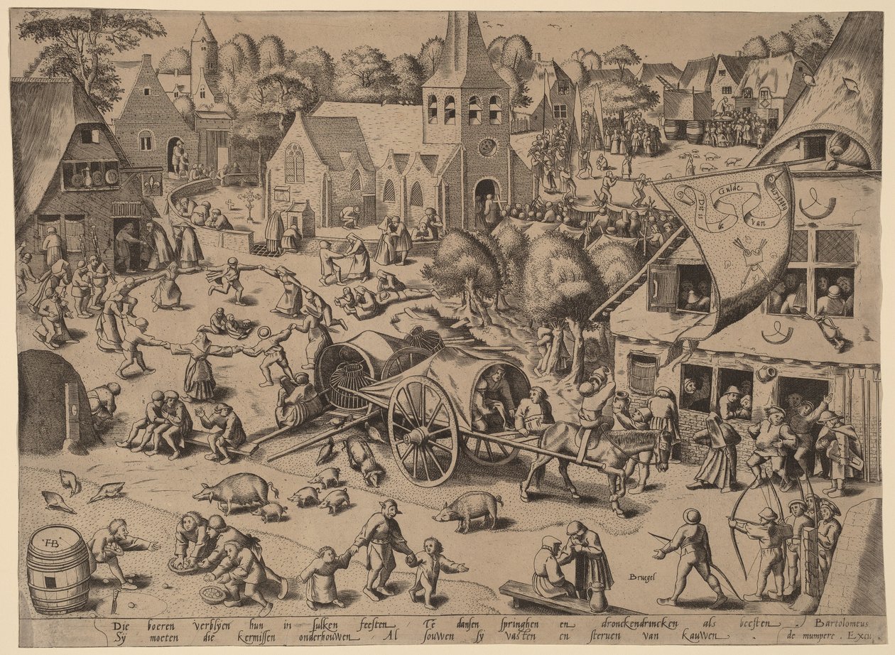 Kylämessut Hobokenissa tekijältä Franz Hogenberg after Pieter Bruegel the Elder