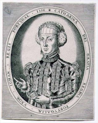 Muotokuva Katariina, Portugalin kuningatar, Johannes III:n (1502-57) vaimo 1556 (kaiverrus) tekijältä Franz Huys