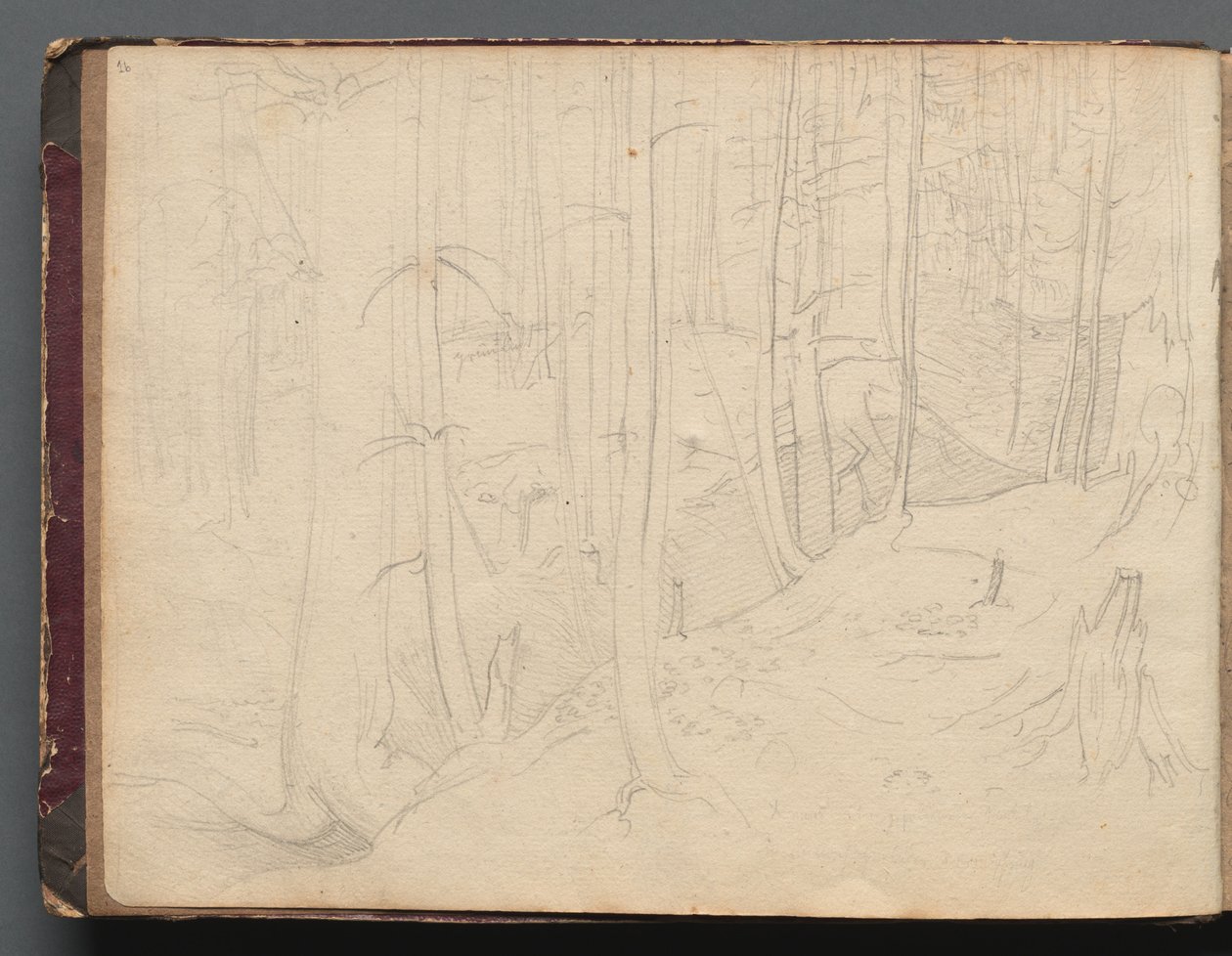 Albumi, jossa on näkymiä Roomasta ja sen ympäristöstä, maisemakuvauksia, sivu 01b: Roomalainen maisema tekijältä Franz Johann Heinrich Nadorp
