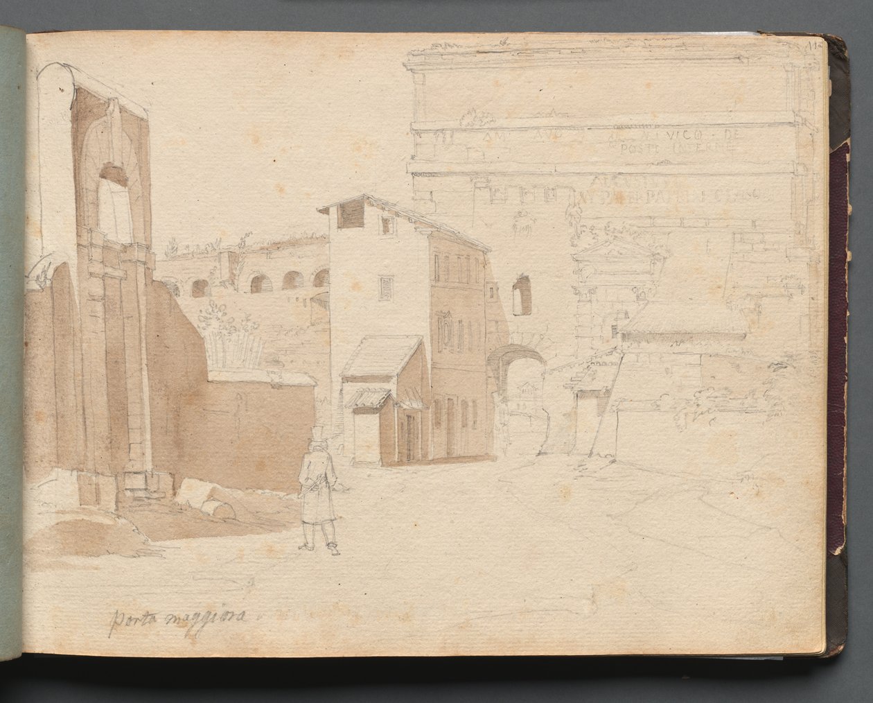 Albumi näkymistä Roomaan ja ympäristöön, Maisematutkimukset, sivu 11a: "Porta Maggiore" tekijältä Franz Johann Heinrich Nadorp