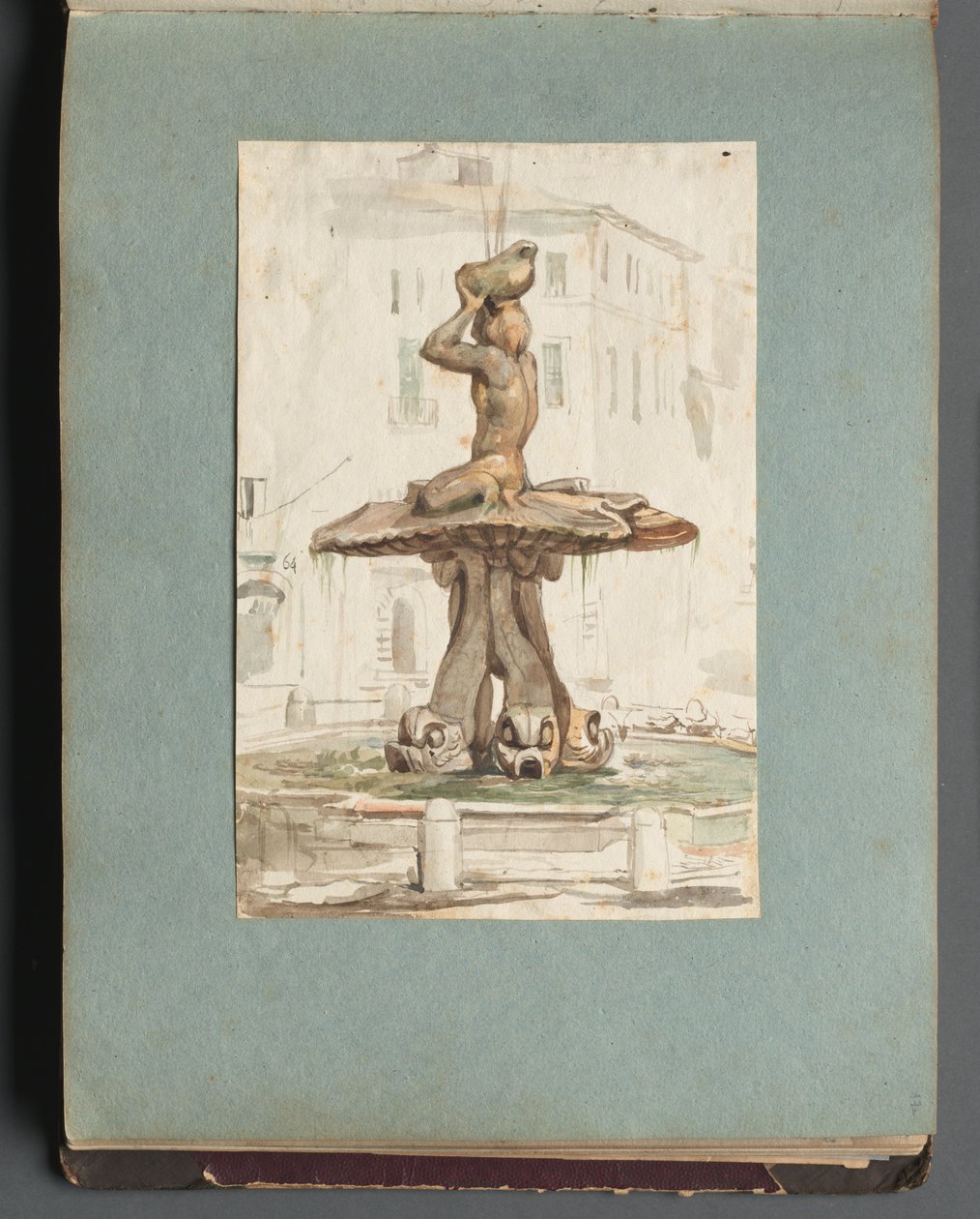 Albumi näkymistä Roomaan ja ympäristöön, Maisematutkimukset, sivu 17a: Roman Fountain. tekijältä Franz Johann Heinrich Nadorp