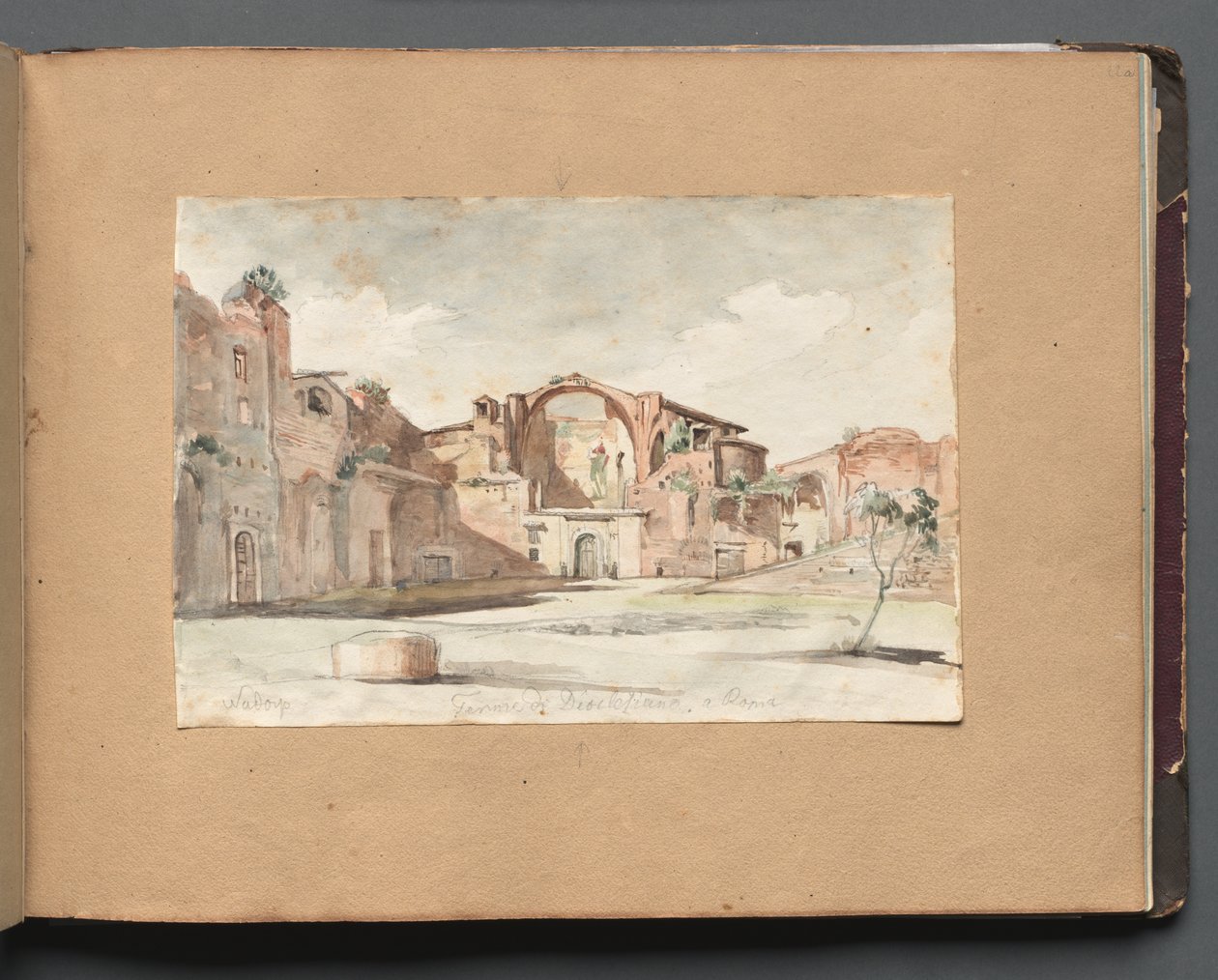 Albumi näkymistä Roomaan ja ympäristöön, Maisematutkimukset, sivu 22a: "Terme di Diocleziano, Rooma" tekijältä Franz Johann Heinrich Nadorp
