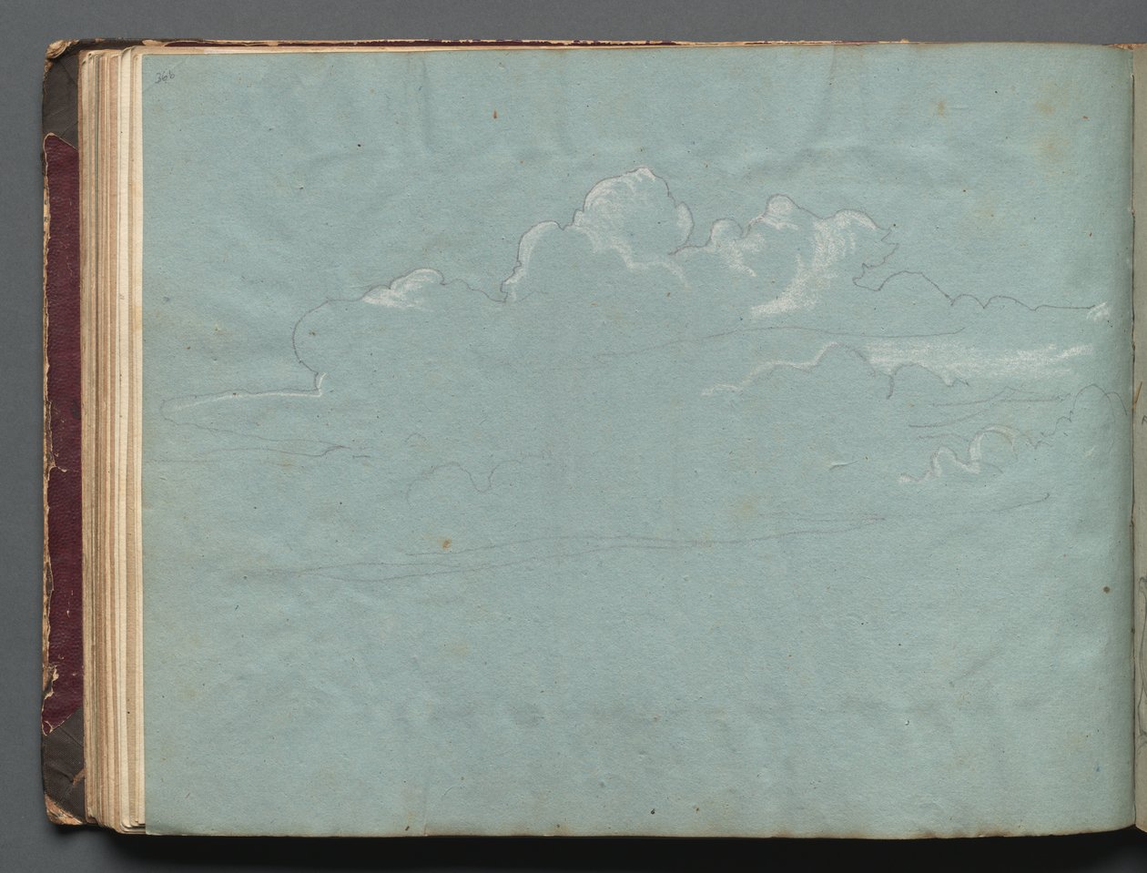 Albumi näkymistä Roomaan ja ympäristöön, Maisematutkimukset, sivu 36b: Cloud Study tekijältä Franz Johann Heinrich Nadorp