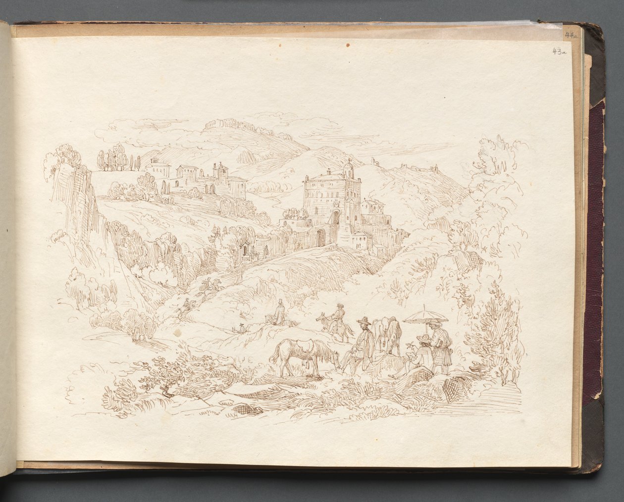 Albumi näkymistä Roomaan ja ympäristöön, Maisematutkimukset, sivu 43a: Roman Landscape. tekijältä Franz Johann Heinrich Nadorp