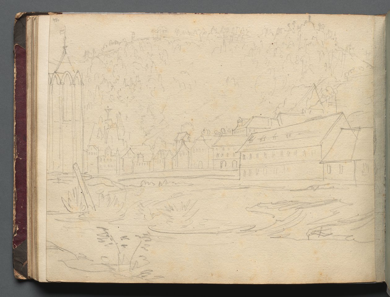 Albumi näkymistä Roomaan ja ympäristöön, Maisematutkimukset, sivu 48b: Roman Landscape tekijältä Franz Johann Heinrich Nadorp