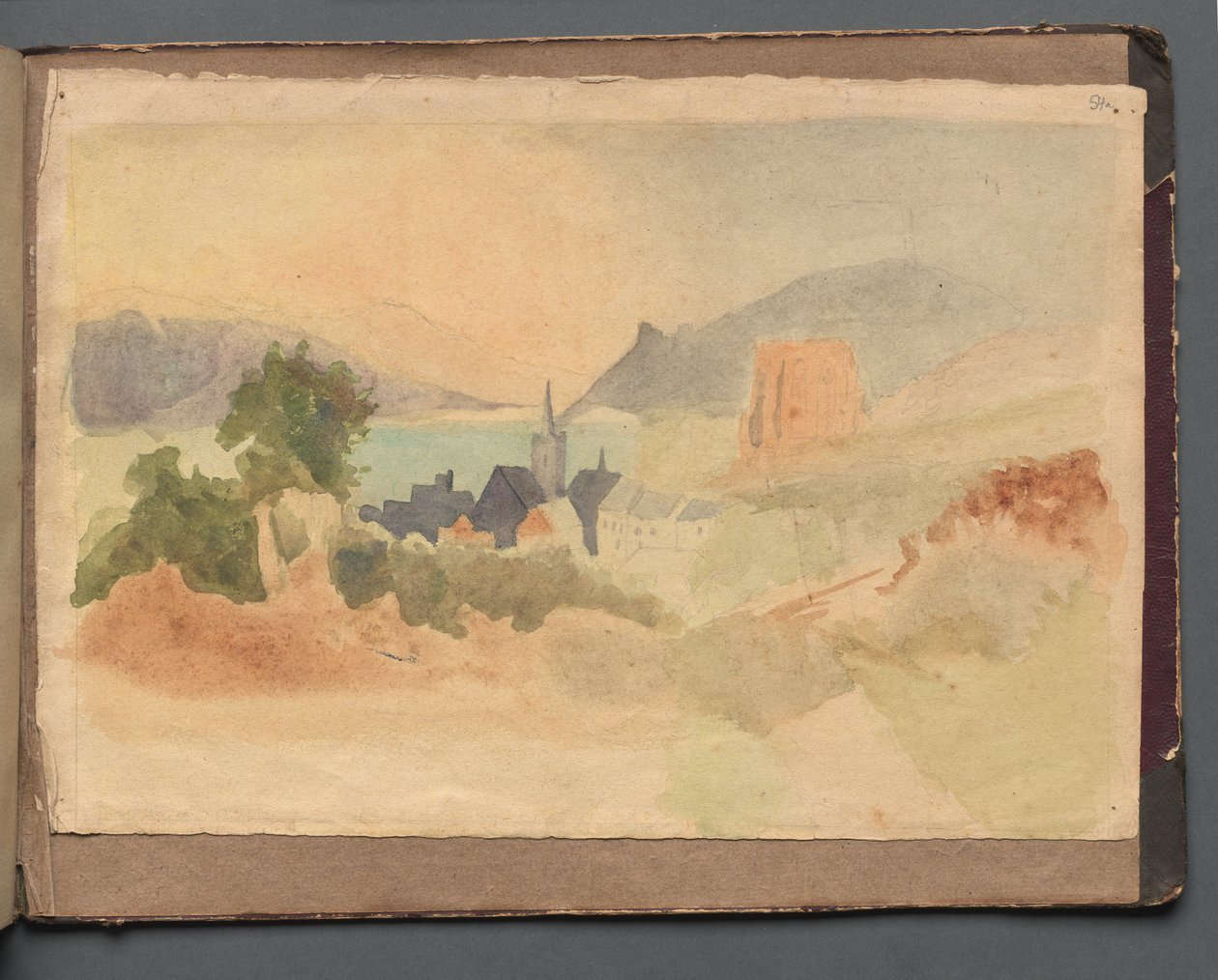 Albumi näkymistä Roomaan ja ympäristöön, Maisematutkimukset, sivu 54a: Roman Landscape tekijältä Franz Johann Heinrich Nadorp
