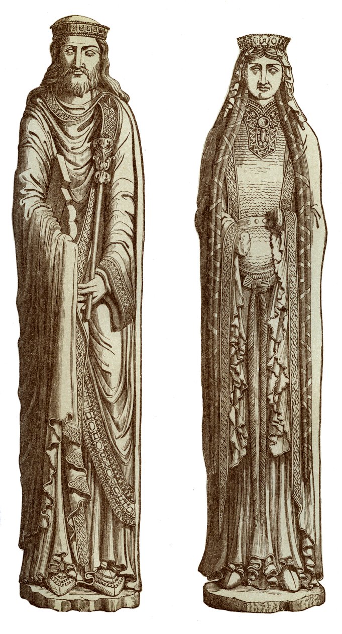 Clovis I ja hänen vaimonsa Clotilde, 1100-luku, 1870 tekijältä Franz Kellerhoven