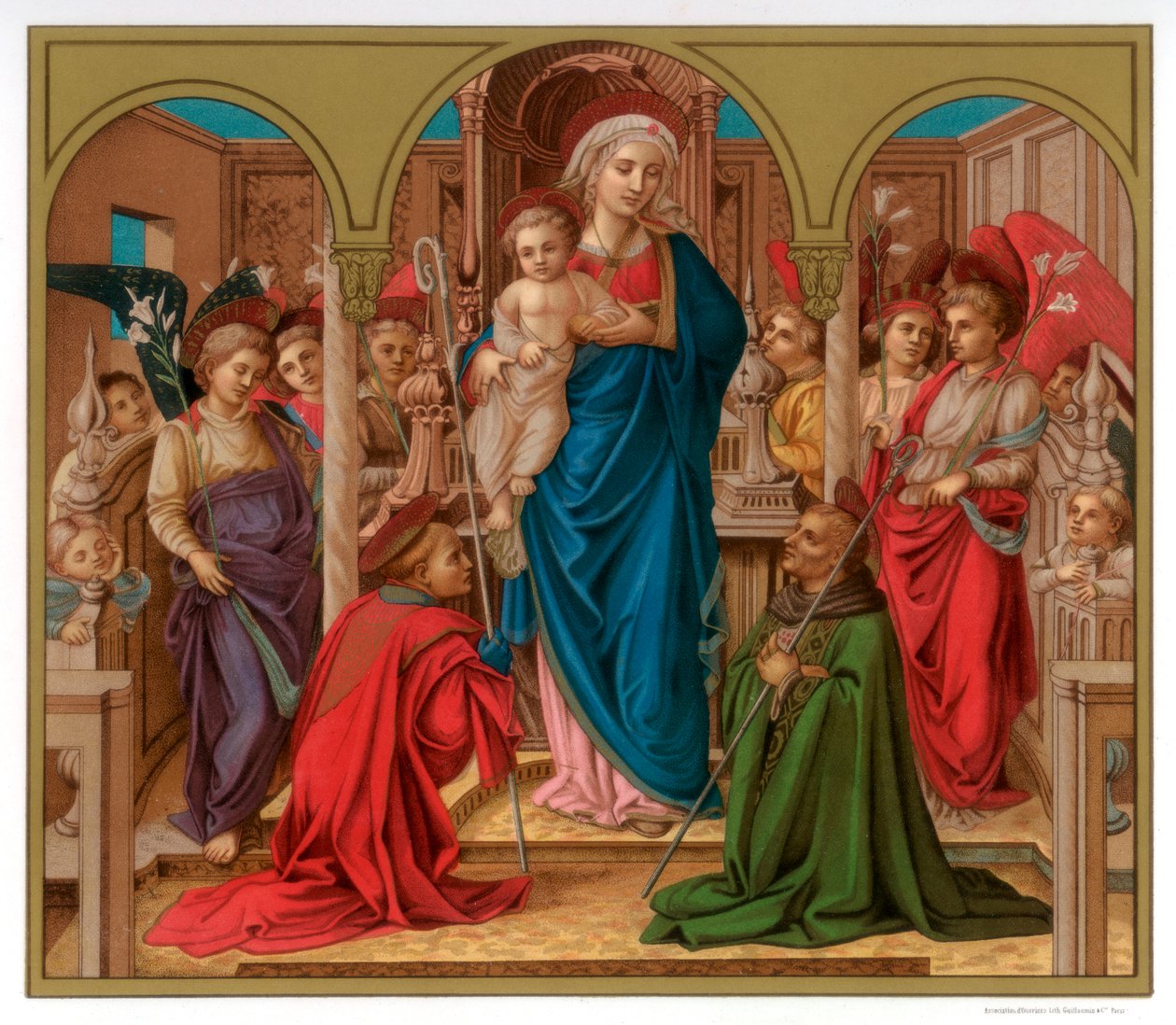 Madonna ja lapsi Pyhän Fredianuksen ja Pyhän Augustinuksen kanssa, 1437-1438 1870 tekijältä Franz Kellerhoven