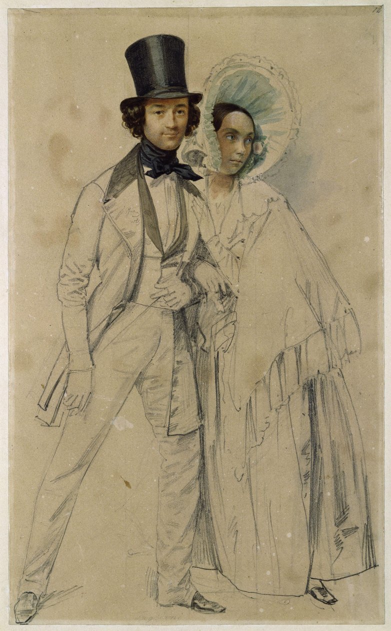 Aviopari Paul ja Amalie Taglioni (tutkielma maalaukseen "Ensimmäisen kaartin jalkaväkirykmentin paraati", 1839) tekijältä Franz Krüger