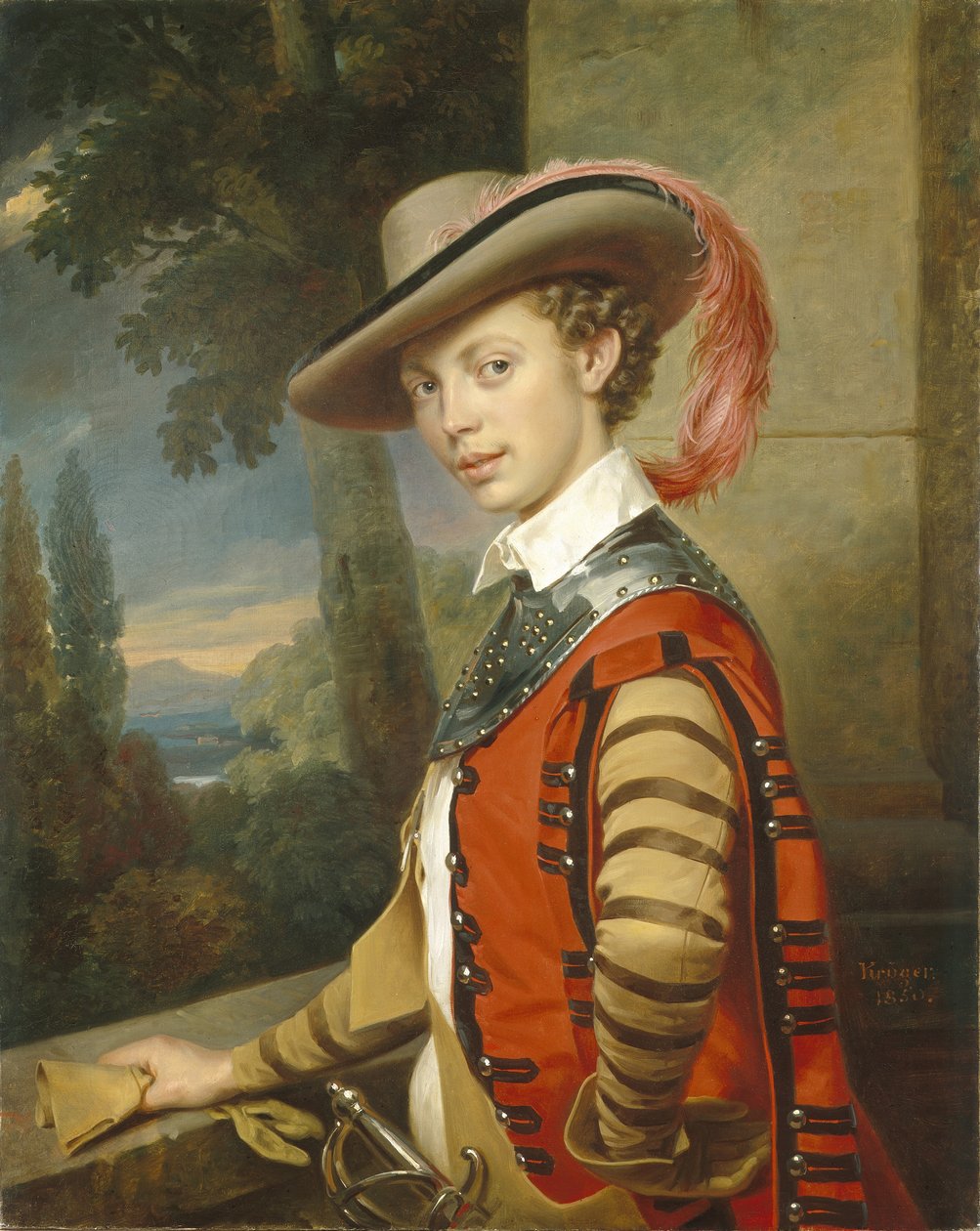 Prinssi Nikolai Saltykovin muotokuva komeassa mekossa, 1850 tekijältä Franz Krüger