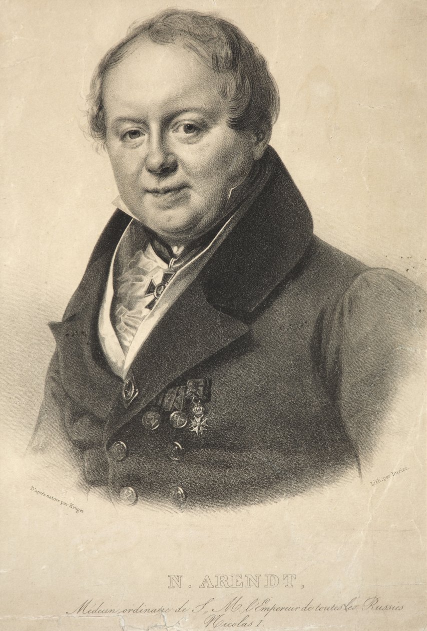 Keisarillisen henkilökohtaisen lääkärin Nicholas Martin Arendtin muotokuva 1785-1859, 1836 tekijältä Franz Krüger