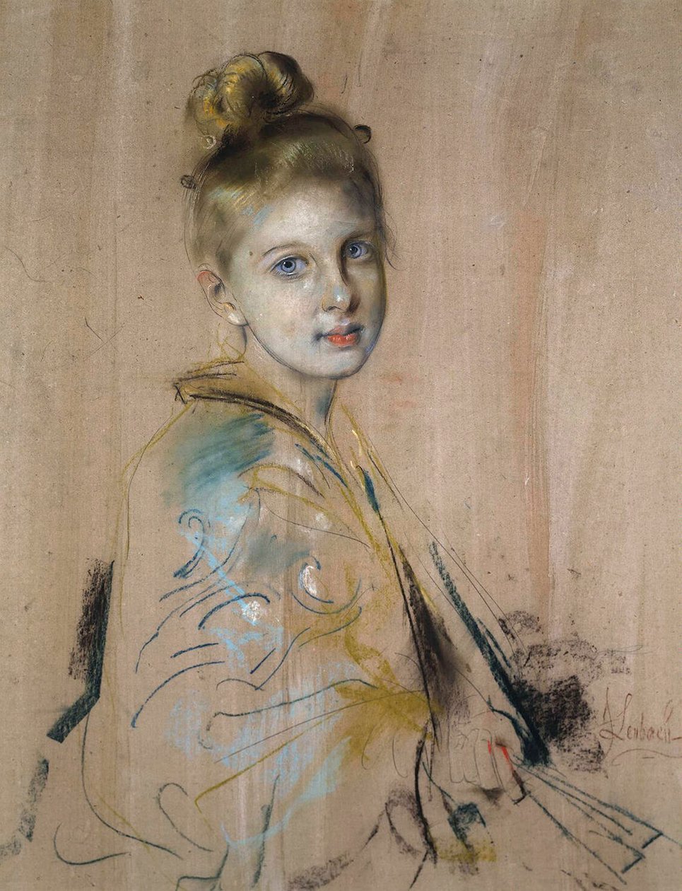 Tyttö tuulettimen kanssa, 1880-luku. tekijältä Franz von Lenbach