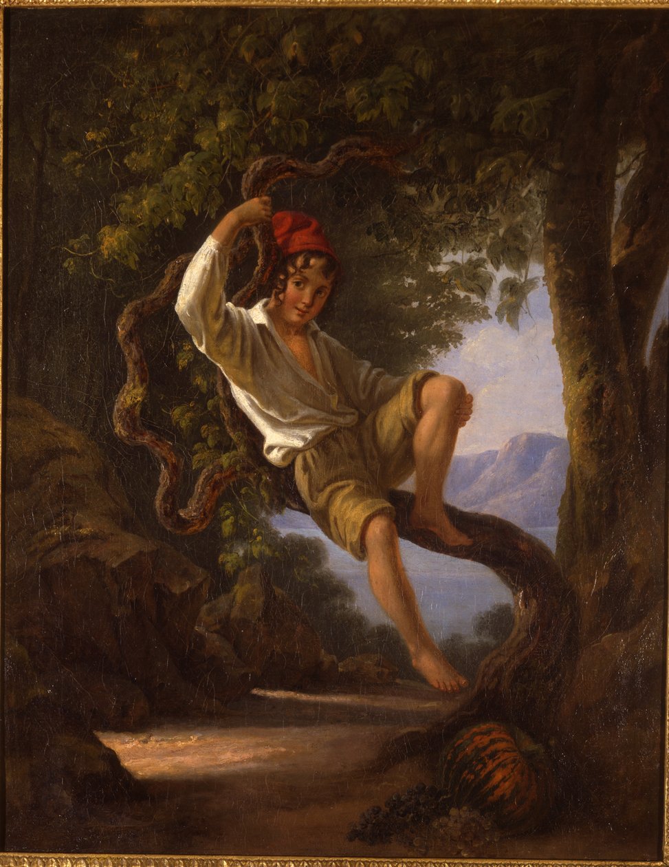 Nuori poika kiipeämässä puuhun, 1820-luku tekijältä Franz Ludwig Catel