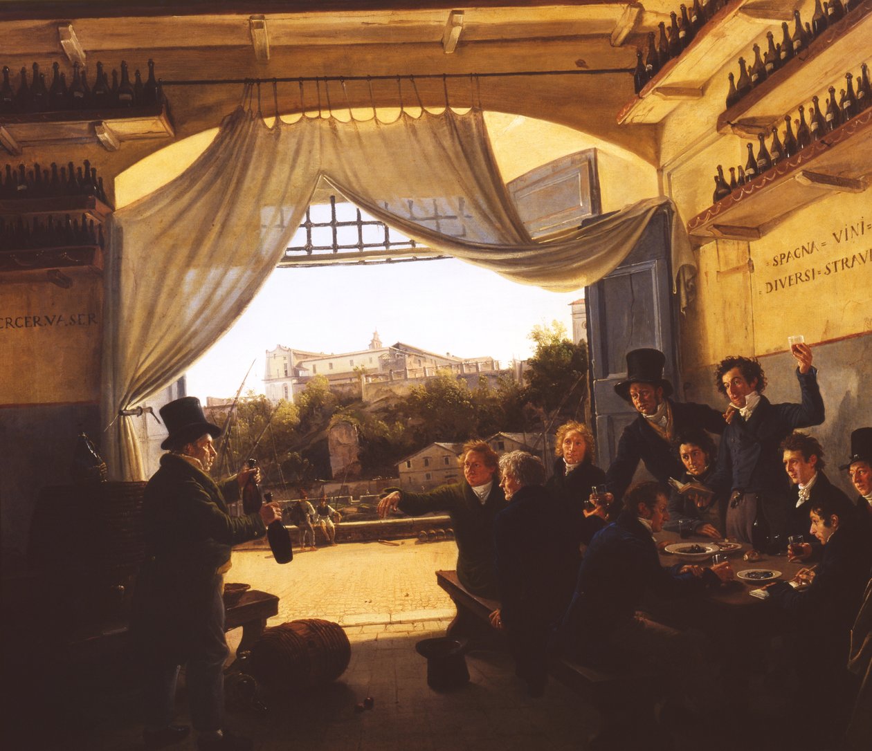 Kruununprinssi Ludwig (1786-1868) Espanjan viinitavernassa Roomassa, 1824 tekijältä Franz Ludwig Catel