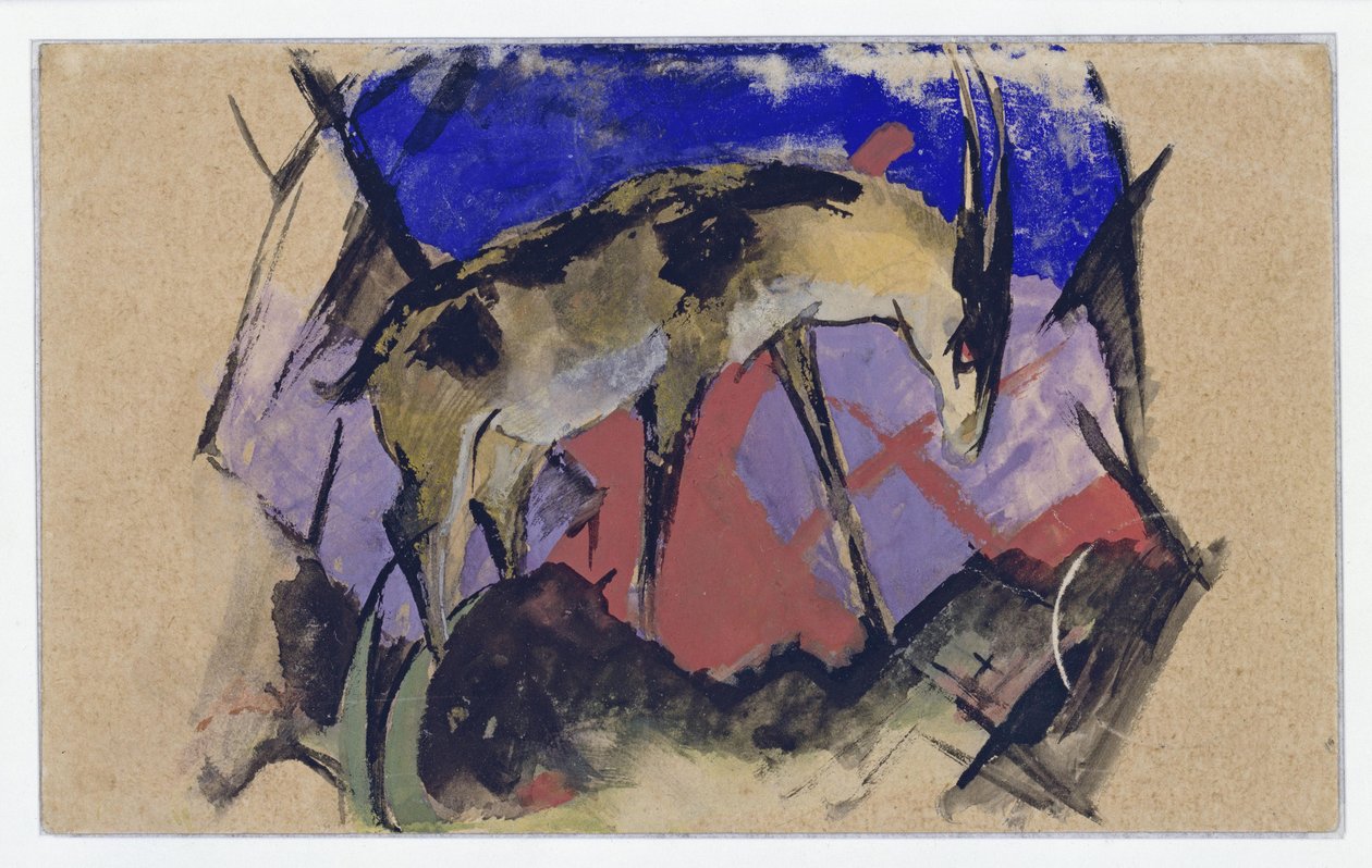 Antilope (auch: Steinbock) (Postkarte an Else Lasker-Schüler) tekijältä Franz Marc