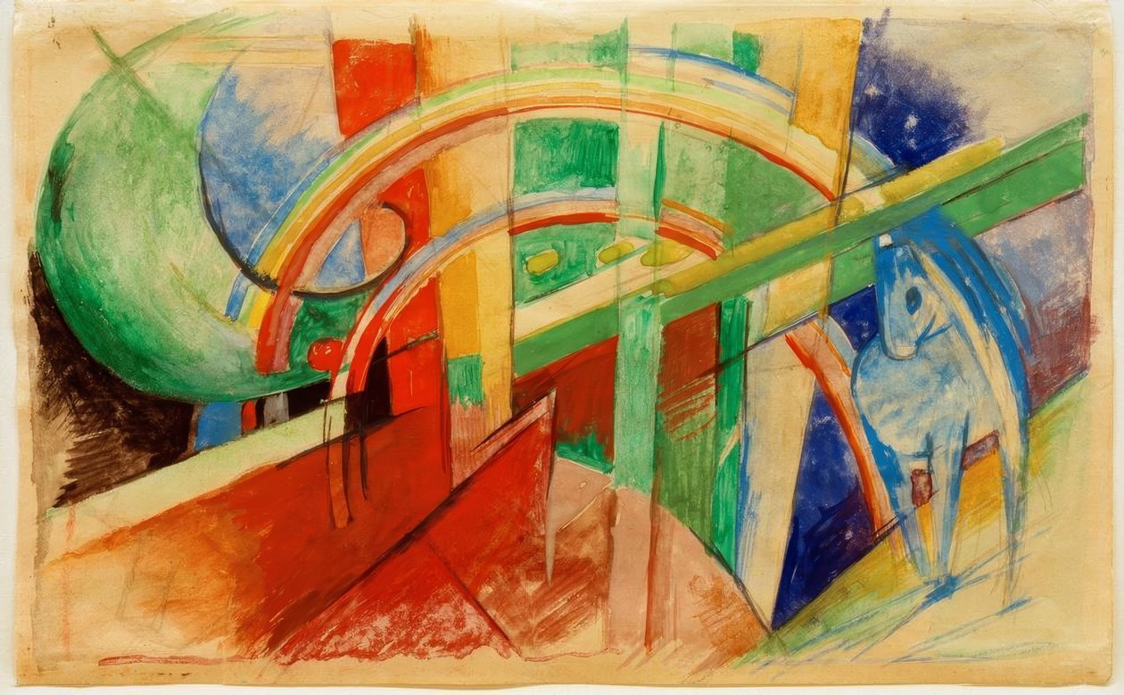 Sininen hevonen sateenkaarella tekijältä Franz Marc