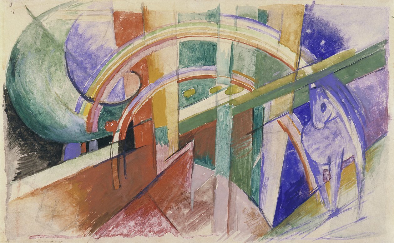 Sininen hevonen sateenkaarella tekijältä Franz Marc