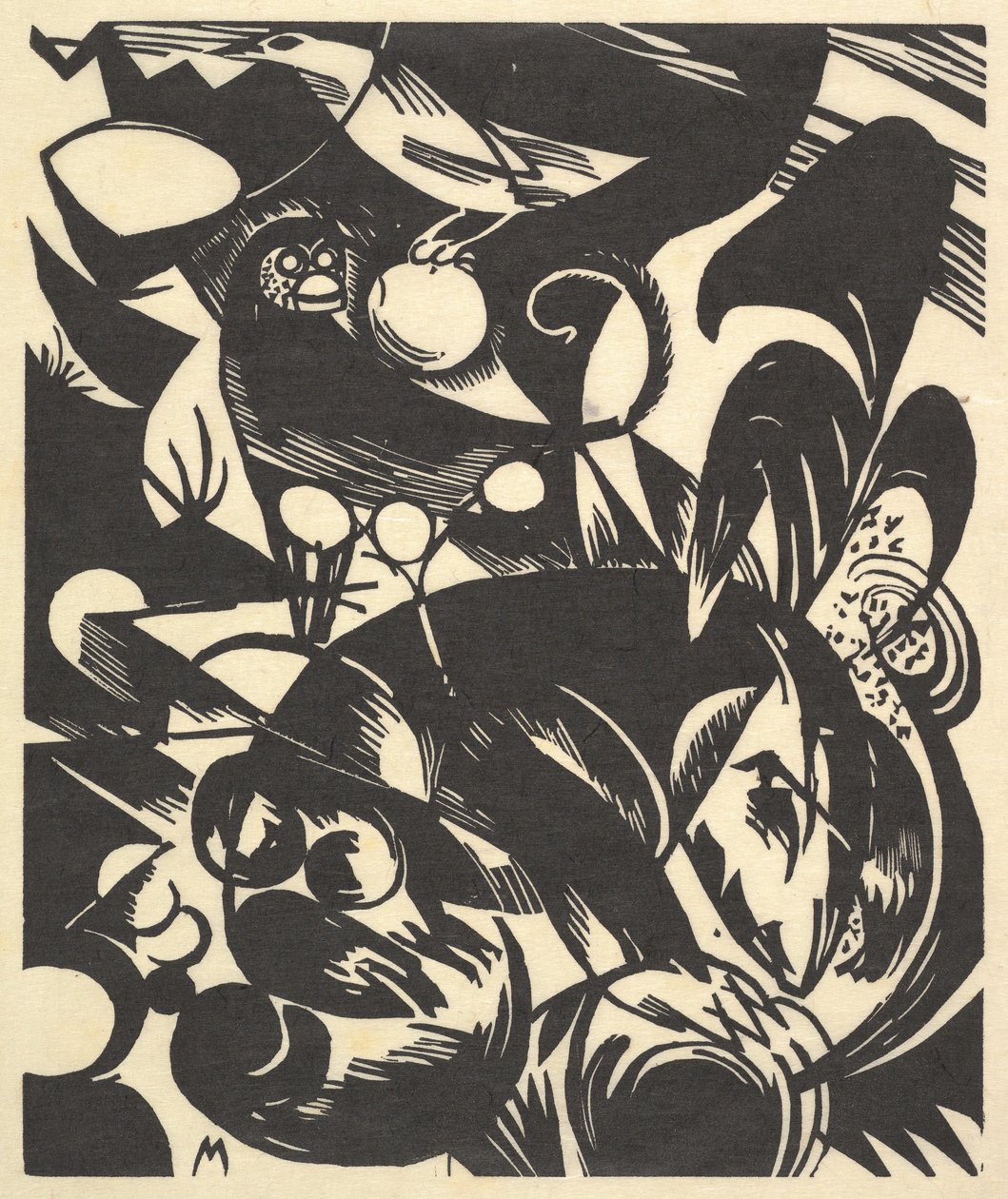 Luomus I portfoliosta Uusi Eu..., 1914, painettu postuumisti vuonna 1921 ja julkaistu vuonna 1922. tekijältä Franz Marc
