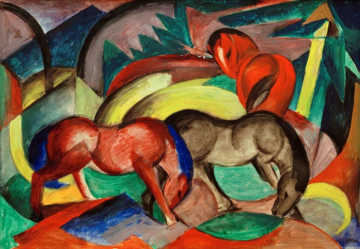 Drei Pferde tekijältä Franz Marc