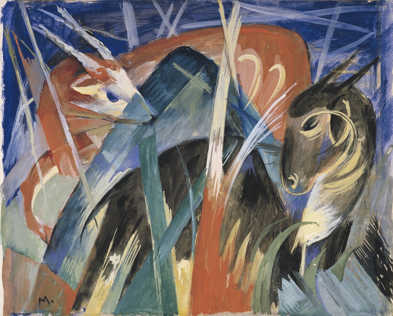 Fable Animals I Sävellys eläinten kanssa I, 1913 tekijältä Franz Marc