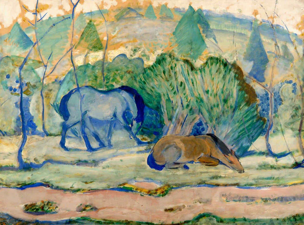 Hevoset laitumella Hevoset maisemassa tekijältä Franz Marc