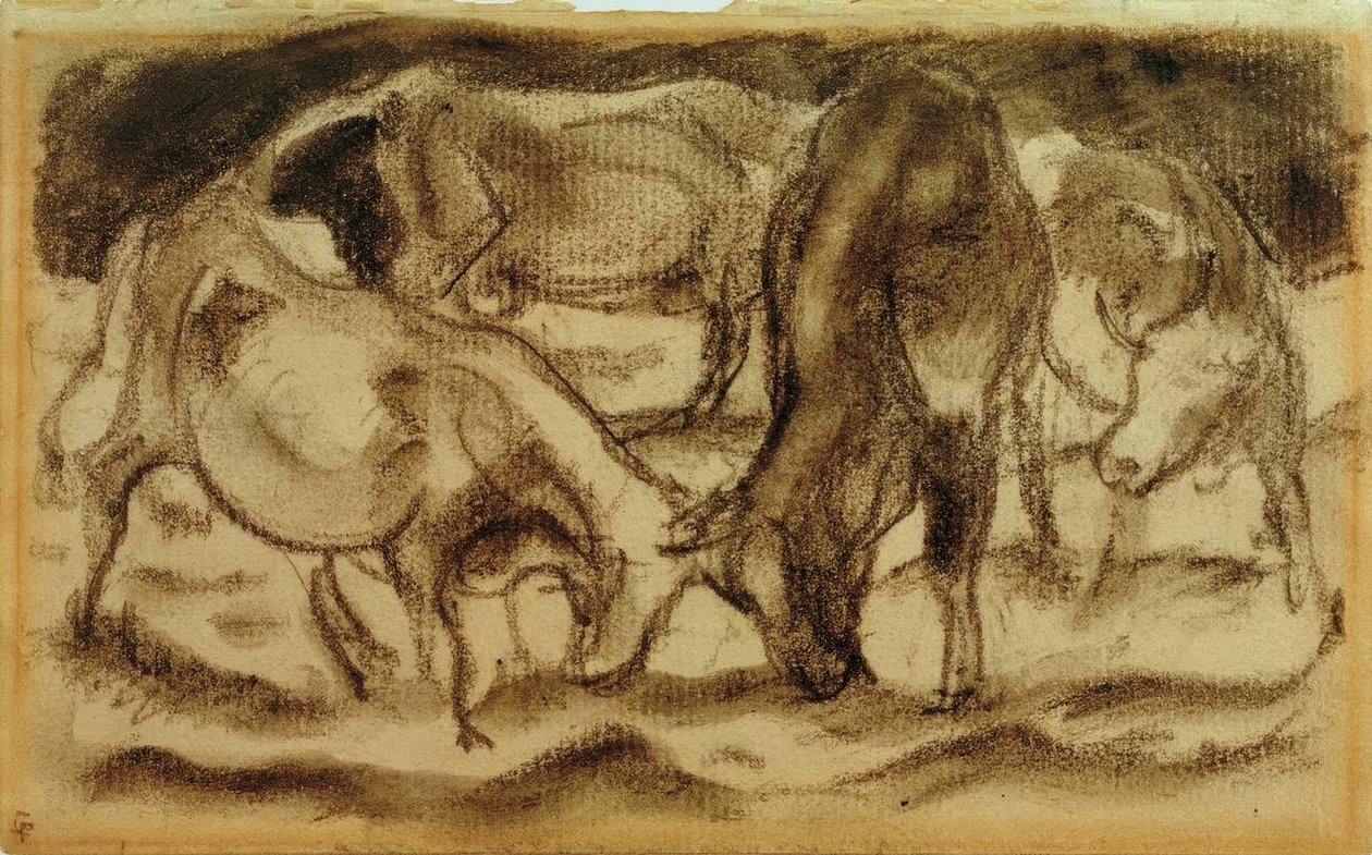 Kämpfende Kühe tekijältä Franz Marc