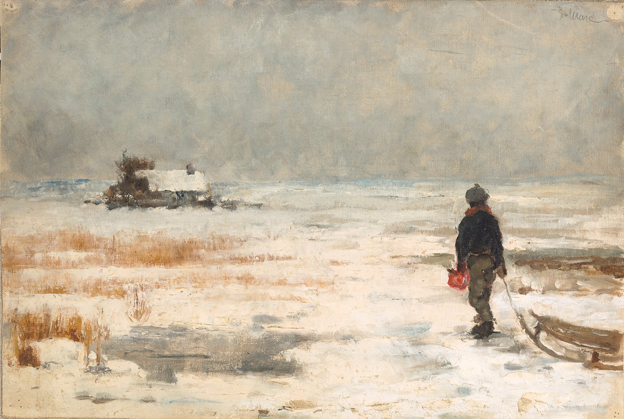 Poika kelkalla talvimaisemassa tekijältä Franz Marc