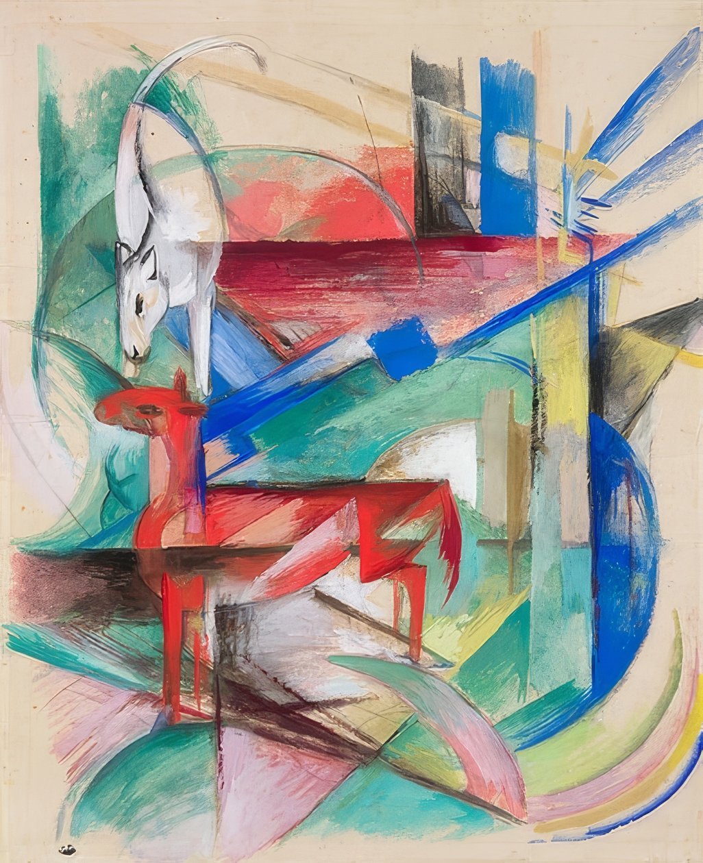 Maisema eläinten kanssa. 1913 tekijältä Franz Marc