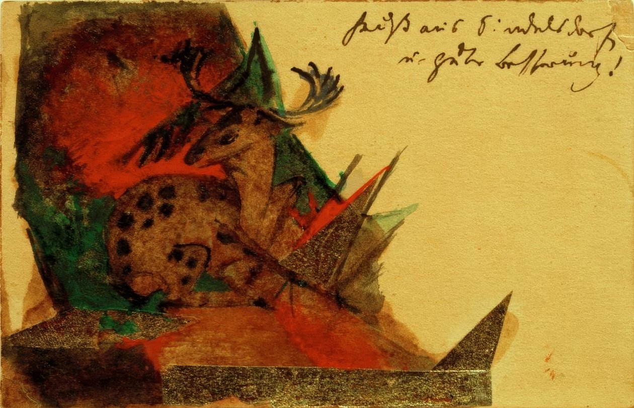 Liegender Hirsch tekijältä Franz Marc